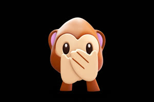 3D卡通EMOJI表情包 猴子捂嘴 带通道 抠像视频素材手机特效图片