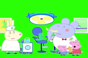 小猪佩奇大象牙医抠像素绿布和绿幕视频抠像素材