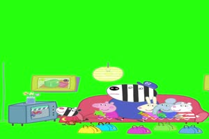 小猪佩奇看电视抠像素材绿布和绿幕视频抠像素材
