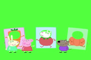 小猪佩奇变蔬菜抠像素材 绿屏素材 特效素材手机特效图片