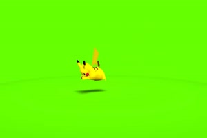 皮卡丘奔跑绿布和绿幕视频抠像素材