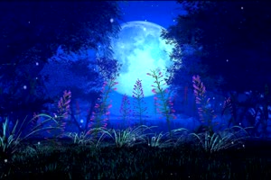 蓝色月亮光影树影花开 背景素材 中秋节素材手机特效图片