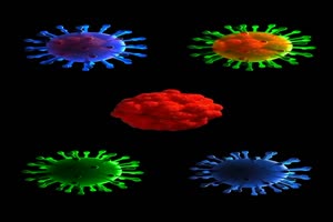 冠状病毒 细菌 武汉肺炎 抠像素材  黑底素材 绿手机特效图片