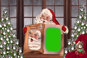 圣诞节下雪圣诞老公公和圣诞树绿屏 AE 特效 巧影