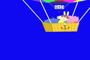 小猪佩奇热气球升空抠像素材 绿屏素材 特效素材手机特效图片