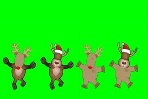 卡通驯鹿 跳舞 圣诞节 绿