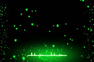 音波跳动散发出绿色桃心 绿幕素材 绿幕抠像 绿手机特效图片