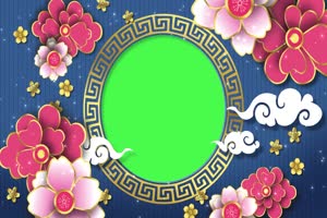 新年春节绿幕抠像边框相框拜年视频素材1