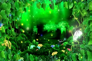 绿色大自然 梦幻仙境有音乐 高清背景素材MP4 在手机特效图片