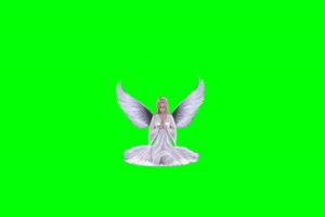 天使系列 蹲坐绿屏抠像绿布和绿幕视频抠像素材