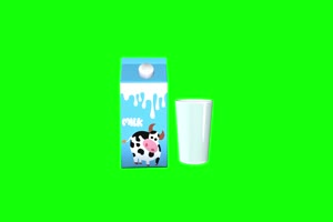 一盒牛奶和杯子 食物 绿屏绿幕视频素材 特效牛