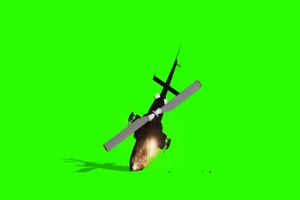 直升机 坠毁 绿屏抠像特效绿布和绿幕视频抠像素材