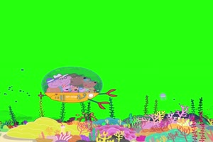 小猪佩奇海底世界抠像素材 绿屏素材 特效素材手机特效图片