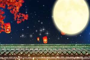 4K 中秋明月孔明灯 中秋节 国庆节 背景视频素材