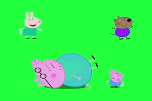 小猪佩奇跳猪爸爸肚子抠像素材 绿屏素材 特效素手机特效图片