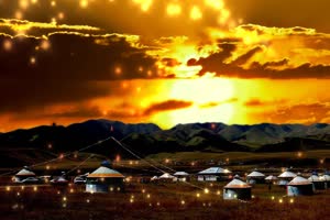 蒙古包 蓝天 白云 草原 巧影背景素材 4手机特效图片