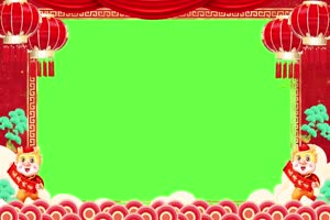 2024龙年 新年祝福拜年喜庆边框 绿幕视频素材1手机特效图片
