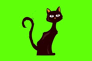 黑猫 万圣节 恐怖 鬼魂 绿屏素材特效牛手机特效图片