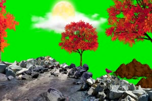 瀑布 红树 风景背景视频 绿幕视频素材手机特效图片