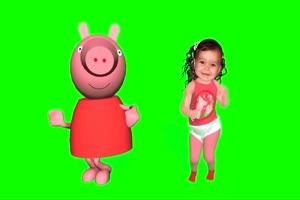小猪佩奇 和宝宝一起跳舞 绿屏抠像素材 公众号手机特效图片