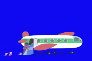 小猪佩奇佩奇一家人坐飞机抠像素材 绿屏素材手机特效图片