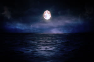 月色海面10 星空 月亮 夜晚 背景素材手机特效图片