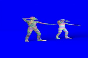 免费C4D粒子人物跳舞破碎3D人物破碎绿幕视频素材手机特效图片