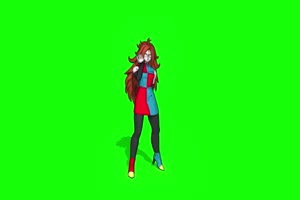 动漫龙珠角色 红发女前面 绿幕视频特效 抠像 剪手机特效图片