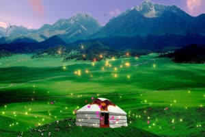 蒙古包 蓝天 白云 草原 巧影背景素材 2手机特效图片