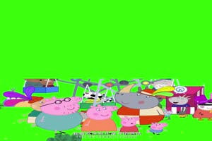 小猪佩奇儿童节1抠像素材 绿屏素材 特效素材手机特效图片
