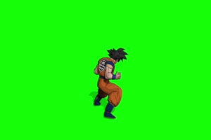 动漫龙珠角色 短黑发勇士后面 绿幕视频特效 抠手机特效图片