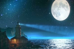 月色海面28 星空 月亮 夜晚 背景素材手机特效图片
