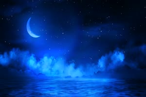 月色海面16 星空 月亮 夜晚 背景素材手机特效图片