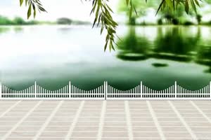 广场舞 背景 湖水岸边绿布和绿幕视频抠像素材