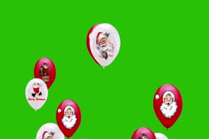 圣诞节飘起来的圣诞老公公头像气球绿屏 AE 特效手机特效图片