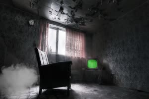  惊悚 电视机  恐怖片 22 绿屏抠像特效素材绿幕