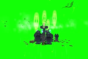 雨天墓地盘旋的蝙蝠 绿幕素材 抠像视频免费下载手机特效图片