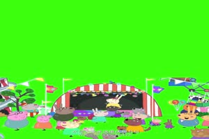 小猪佩奇儿童节抠像素材 绿屏素材 特效素材