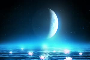 月色海面4 星空 月亮 夜晚 背景素材手机特效图片