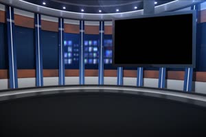 虚拟晚间新闻集 演播室绿布和绿幕视频抠像素材