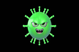 病毒细菌带通道表情卡通绿布和绿幕视频抠像素材
