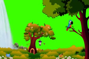 童话森林 花园 小鸟 风景背景视频 绿幕视频素材手机特效图片